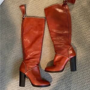 Chloe Tan Leather Heeled Boots